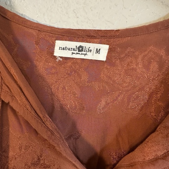 Natural Life Dress Rust Orange Size M Floral Babydoll Mini Boho Gypsie Western - Picture 6 of 9